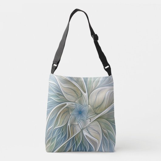 Floral Dream Pattern Abstract Blue Khaki Fractal Crossbody Tas (Achterkant)