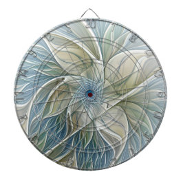 Floral Dream Pattern Abstract Blue Khaki Fractal Dartbord