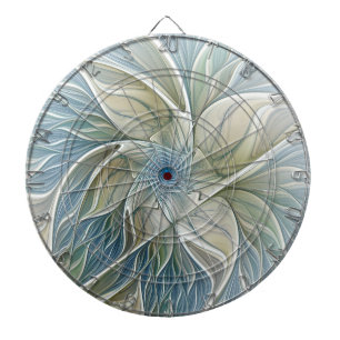 Floral Dream Pattern Abstract Blue Khaki Fractal Dartbord