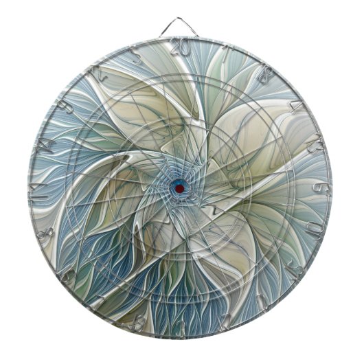 Floral Dream Pattern Abstract Blue Khaki Fractal Dartbord (Voorkant)