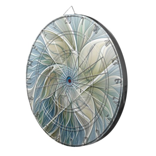 Floral Dream Pattern Abstract Blue Khaki Fractal Dartbord (Voorkant Rechts)