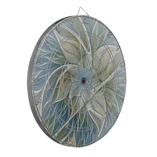 Floral Dream Pattern Abstract Blue Khaki Fractal Dartbord (Voorkant Links)