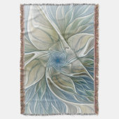 Floral Dream Pattern Abstract Blue Khaki Fractal Deken (Voorkant Verticaal)