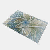 Floral Dream Pattern Abstract Blue Khaki Fractal Deurmat (Schuin)