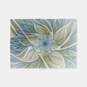 Floral Dream Pattern Abstract Blue Khaki Fractal Fleece Deken (Voorkant (Horizontaal))