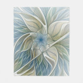 Floral Dream Pattern Abstract Blue Khaki Fractal Fleece Deken (Voorkant)