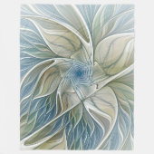 Floral Dream Pattern Abstract Blue Khaki Fractal Fleece Deken (Voorkant)