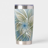 Floral Dream Pattern Abstract Blue Khaki Fractal Geïsoleerde Drinkbeker (Achterkant)