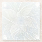 Floral Dream Pattern Abstract Blue Khaki Fractal Glazen Onderzetter (Achterkant)