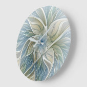 Floral Dream Pattern Abstract Blue Khaki Fractal Grote Klok (Hoek)