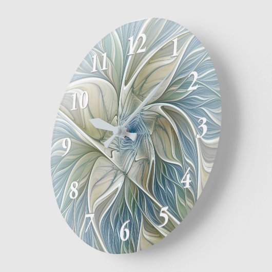 Floral Dream Pattern Abstract Blue Khaki Fractal Grote Klok (Hoek)