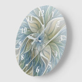 Floral Dream Pattern Abstract Blue Khaki Fractal Grote Klok (Hoek)