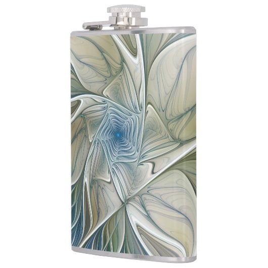 Floral Dream Pattern Abstract Blue Khaki Fractal Heupfles (Links)