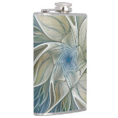 Floral Dream Pattern Abstract Blue Khaki Fractal Heupfles (Rechts)