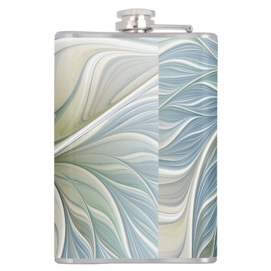 Floral Dream Pattern Abstract Blue Khaki Fractal Heupfles (Achterkant)