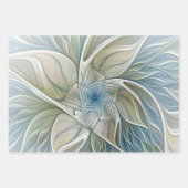 Floral Dream Pattern Abstract Blue Khaki Fractal Inpakpapier Vel (Voorkant)