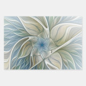 Floral Dream Pattern Abstract Blue Khaki Fractal Inpakpapier Vel (Voorkant)