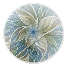 Floral Dream Pattern Abstract Blue Khaki Fractal