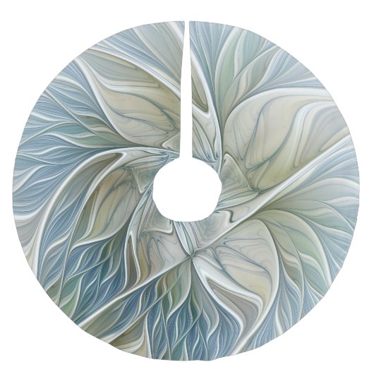 Floral Dream Pattern Abstract Blue Khaki Fractal Kerstboom Rok (Voorkant)