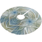 Floral Dream Pattern Abstract Blue Khaki Fractal Kerstboom Rok (Gekanteld)
