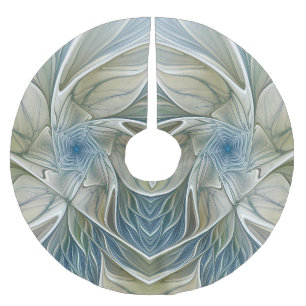 Floral Dream Pattern Abstract Blue Khaki Fractal Kerstboom Rok