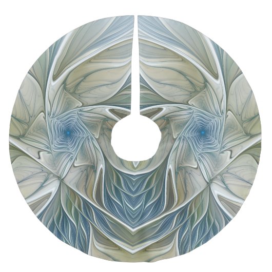 Floral Dream Pattern Abstract Blue Khaki Fractal Kerstboom Rok (Voorkant)