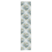 Floral Dream Pattern Abstract Blue Khaki Fractal Korte Tafelloper (Voorkant)