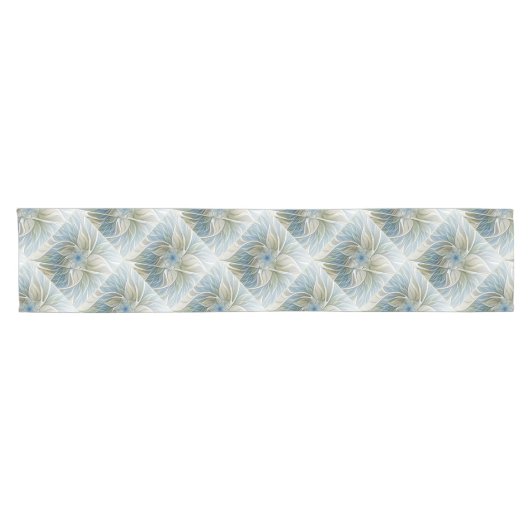 Floral Dream Pattern Abstract Blue Khaki Fractal Korte Tafelloper (Horizontaal)