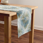Floral Dream Pattern Abstract Blue Khaki Fractal Korte Tafelloper (Voorbeeld)