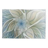 Floral Dream Pattern Abstract Blue Khaki Fractal Kussensloop (Achterkant)