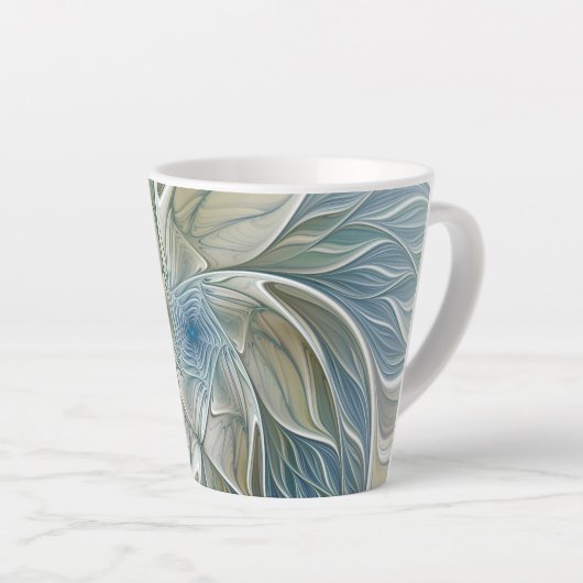 Floral Dream Pattern Abstract Blue Khaki Fractal Latte Mok (Rechterhoek)
