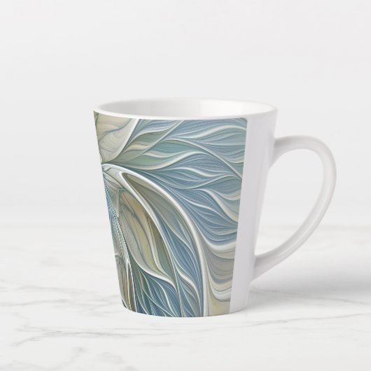 Floral Dream Pattern Abstract Blue Khaki Fractal Latte Mok (Rechts)