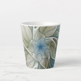 Floral Dream Pattern Abstract Blue Khaki Fractal Latte Mok