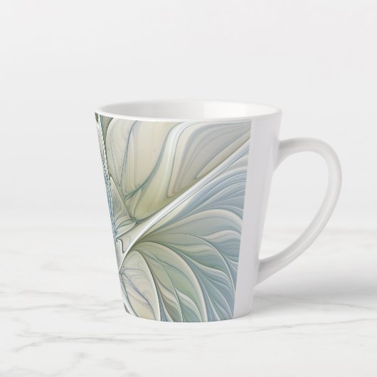 Floral Dream Pattern Abstract Blue Khaki Fractal Latte Mok (Rechts)