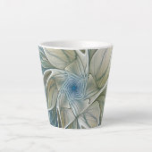 Floral Dream Pattern Abstract Blue Khaki Fractal Latte Mok (Voorkant)
