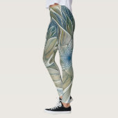 Floral Dream Pattern Abstract Blue Khaki Fractal Leggings (Links)