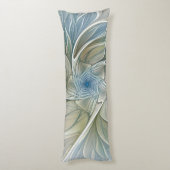Floral Dream Pattern Abstract Blue Khaki Fractal Lichaamskussen (Achterkant (Verticaal))