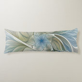 Floral Dream Pattern Abstract Blue Khaki Fractal Lichaamskussen (Voorkant)