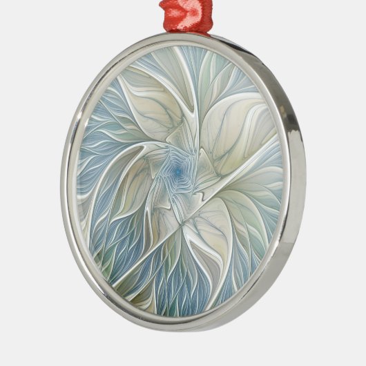 Floral Dream Pattern Abstract Blue Khaki Fractal Metalen Ornament (Links)