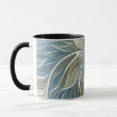 Floral Dream Pattern Abstract Blue Khaki Fractal Mok (Links)