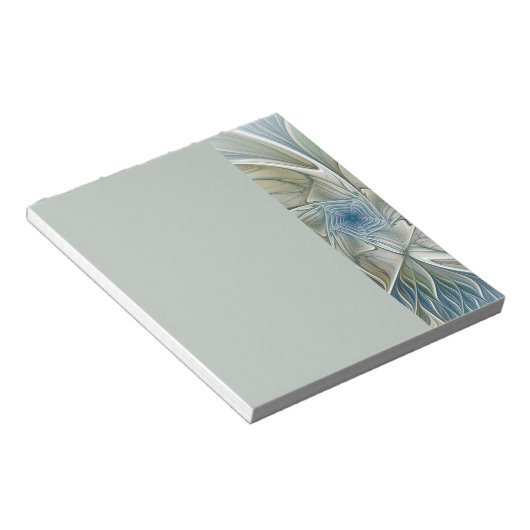 Floral Dream Pattern Abstract Blue Khaki Fractal Notitieblok (Schuin)
