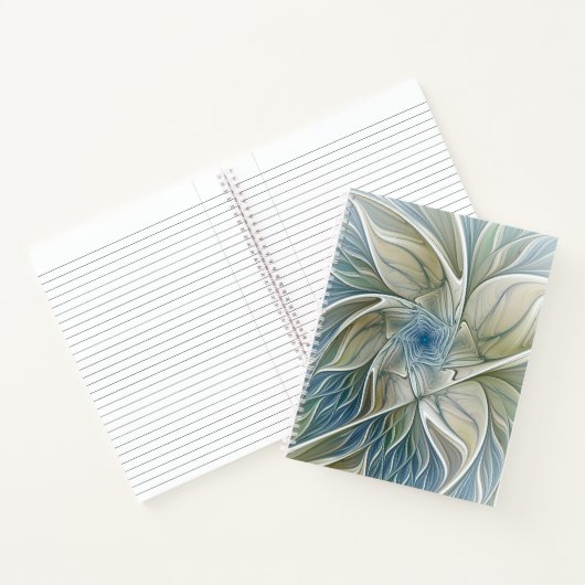 Floral Dream Pattern Abstract Blue Khaki Fractal Notitieboek (Binnen)