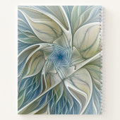 Floral Dream Pattern Abstract Blue Khaki Fractal Notitieboek (Achterkant)
