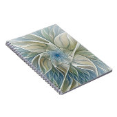 Floral Dream Pattern Abstract Blue Khaki Fractal Notitieboek (Rechterzijde)