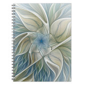 Floral Dream Pattern Abstract Blue Khaki Fractal Notitieboek (Voorkant)