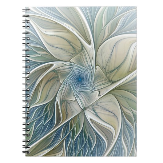 Floral Dream Pattern Abstract Blue Khaki Fractal Notitieboek (Voorkant)