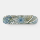 Floral Dream Pattern Abstract Blue Khaki Fractal Persoonlijk Skateboard (Horizontaal)