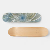 Floral Dream Pattern Abstract Blue Khaki Fractal Persoonlijk Skateboard (Horizontaal)