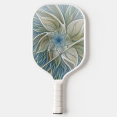 Floral Dream Pattern Abstract Blue Khaki Fractal Pickleball Paddle (Achterkant)
