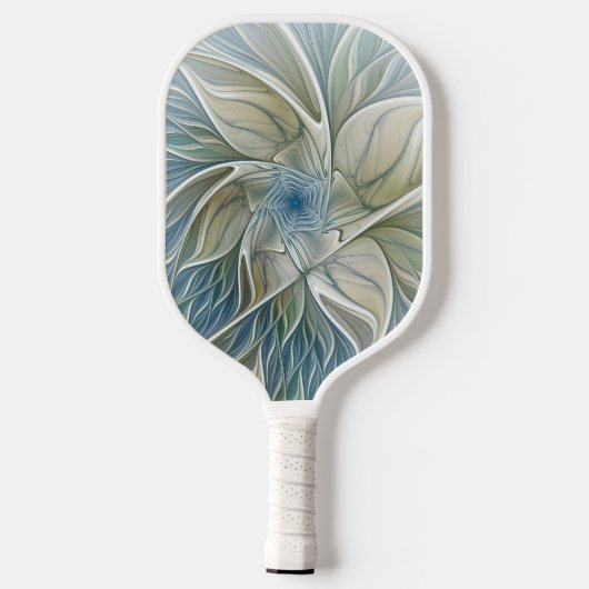 Floral Dream Pattern Abstract Blue Khaki Fractal Pickleball Paddle (Achterkant)
